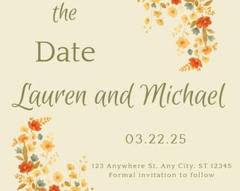 Editable Save The Date Template | Minimalist Modern Design | DIY Business Card | Instant Download | Fully Customizable |Wedding Announcement