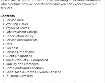 Editable Generic Policy Business Startup Documents Self Employed Forms T&C&#39;s Terms and Conditions
