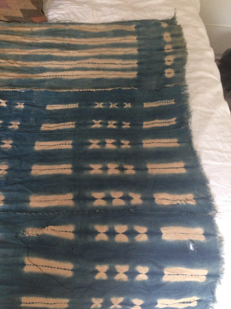 Vintage antique African indigo mudcloth textile #3