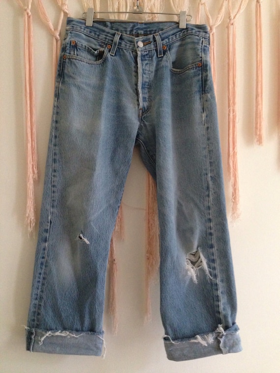 Vintage 1970's destroyed Levi's 501 raw edge jeans
