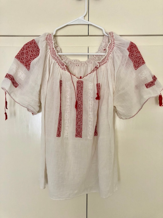 Vintage Embroidered Hungarian peasant blouse