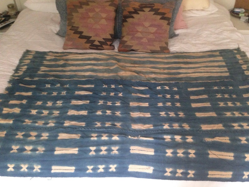 Vintage antique African indigo mudcloth textile #3