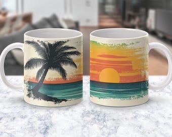 Taza de verano con diseño de atardecer, sublimación de taza de verano, taza de verano PNG, amante del atardecer PNG, sublimación de verano, envoltura para taza de 11 oz y 15 oz, envoltura para taza de primavera