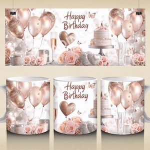 Geburtstagsbecher wickeln, alles Gute zum Geburtstag png, Geburtstagsbecher Sublimationsdesign PNG, 11 Unzen und 15 Unzen Becher Wrap, Geburtstagsbecher PNG, digitaler Download, png