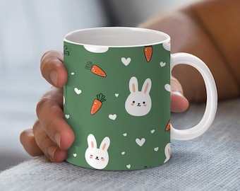 Envoltura para taza de Pascua, taza de Pascua PNG, 11 oz y 15 oz, lindo diseño de taza de Pascua, sublimación de taza de Pascua, Pascua PNG, conejito de Pascua, zanahoria de Pascua PNG