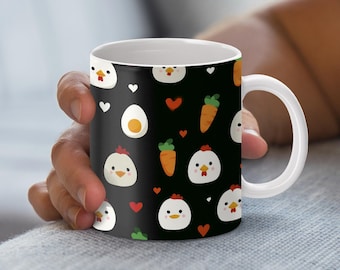 Envoltura para taza de Pascua, taza de Pascua PNG, 11 oz y 15 oz, lindo diseño de taza de Pascua, sublimación de taza de Pascua, Pascua PNG, conejito de Pascua, gallina de Pascua PNG