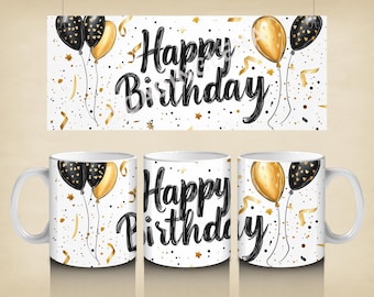 Envoltura de taza de cumpleaños, Feliz cumpleaños png, Diseño de sublimación de taza de cumpleaños PNG, Envoltura de taza de 11 oz y 15 oz, Taza de cumpleaños png, Descarga digital, png