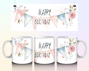 Envoltura para taza de cumpleaños, Feliz cumpleaños PNG, Diseño de sublimación de taza de cumpleaños PNG, Envoltura para taza de 11 oz y 15 oz, Taza de cumpleaños PNG, Descarga digital, png