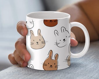 Envoltura para taza de Pascua, taza de Pascua PNG, 11 oz y 15 oz, lindo diseño de taza de Pascua, sublimación de taza de Pascua, PNG de Pascua, PNG de Pascua rosa, conejito de Pascua