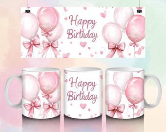 Envoltura de taza de cumpleaños, Feliz cumpleaños png, Diseño de sublimación de taza de cumpleaños PNG, Envoltura de taza de 11 oz y 15 oz, Taza de cumpleaños png, Descarga digital, png