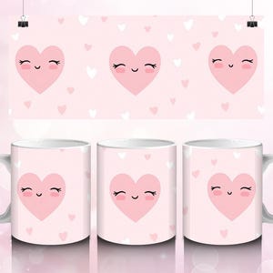 Pink Valentine mug wrap, Valentine day png, Valentine Mug Sublimation, Valentine mug png, 11oz 15oz mug wrap, wrap around mug, Hearts png