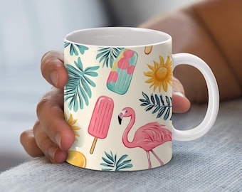 Envoltura de taza de verano, sublimación de taza de verano, taza de verano png, playa png, sublimación de verano png, taza de 11 oz y 15 oz, envoltura de taza de primavera, tropical png
