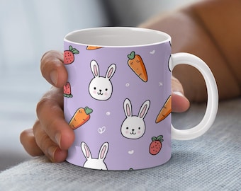 Envoltura para taza de Pascua, taza de Pascua PNG, 11 oz y 15 oz, lindo diseño de taza de Pascua, sublimación de taza de Pascua, Pascua PNG, conejito de Pascua, zanahoria de Pascua PNG