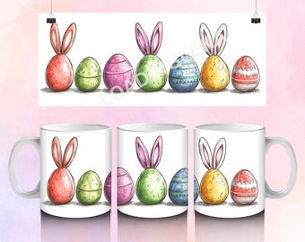 Envoltura para taza de Pascua, sublimación de taza de Pascua, envoltura para taza de 11 oz y 15 oz, taza de Pascua PNG, plantilla de taza de huevos de Pascua, Pascua PNG, envoltura para taza de primavera