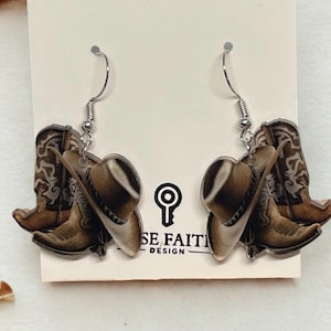 Cowgirl Boot Earrings – 1” Drop Dangle Hook Earrings, Western Style Jewelry