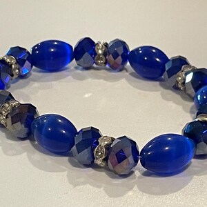 Chunky Royal Blue Beaded Bracelet | Bold Handmade Statement Jewelry Gift for Her