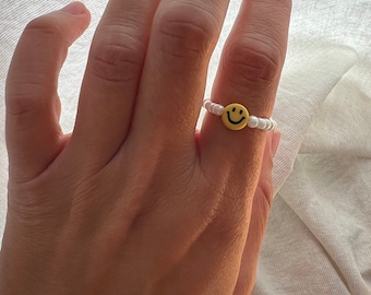 Smiley Perlenring „yellow“