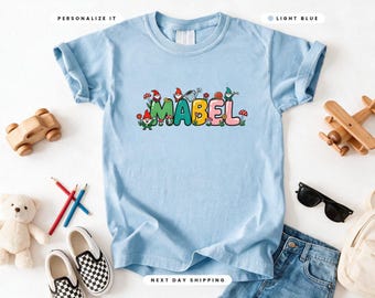 Gnome Custom Name Kids T-Shirt | Personalized Kids Gnome Birthday Party Gift Tee, Gnome Kids Shirt