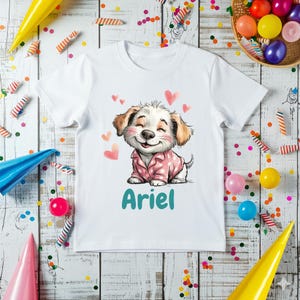 Ariel Puppy Shirt Personalized Kids Name Custom Toddler Birthday Tee Cute Puppy Gift For Girls Boys Youth T-Shirt image 1