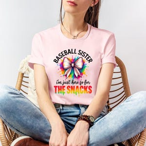 Baseball Sister Shirt | I&#39;m Just Here For The Snacks Tee | Toddler Baseball Shirt | Cute Sibling Baseball Tee | Kids Game Day Shirt