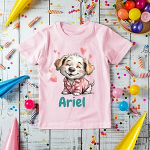 Ariel Puppy Shirt Personalized Kids Name Custom Toddler Birthday Tee Cute Puppy Gift For Girls Boys Youth T-Shirt image 2