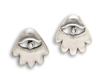 Eye hand Sterling Silver Post Earrings