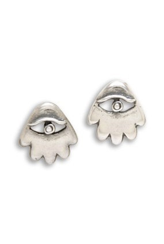 Eye hand Sterling Silver Post Earrings - image 1