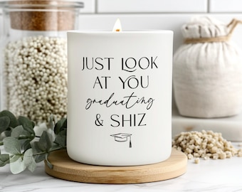 Funny Graduation Candle: Hand-Poured Soy Wax, Bamboo Lid