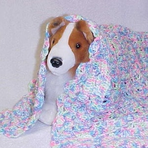 Pet Puppy Dog Blanket Doggie Afghan Multicolor Hand Crocheted 34 x 28" Ready To Ship