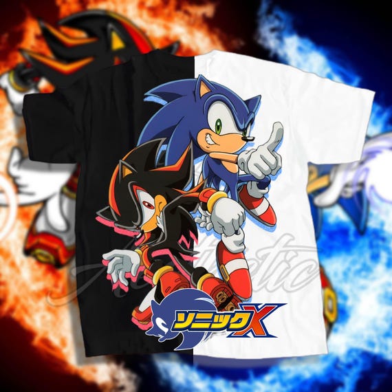 Retro Blue Hedgehog Japanese Shirt, Sonic - Shadow X Shirt