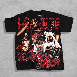 Camiseta con estampado de troqueles de la gira I AM MUSIC de Playboi Carti, Whole Lotta Red Merch, estilo pirata, unisex, años 90
