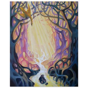 Goldener Strom, Quality Matte Paper Poster 16x20″, Wanddekor, Wald, Licht, Wasser, Gelassenheit, Wurzeln