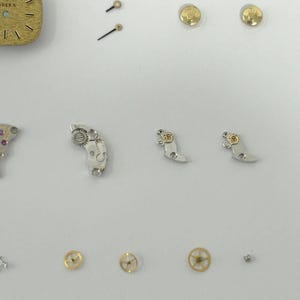 Rolex Cal 1400 Ladies Watch Parts Movement Fork Wheel Spring Bridge Dial Hnads image 3