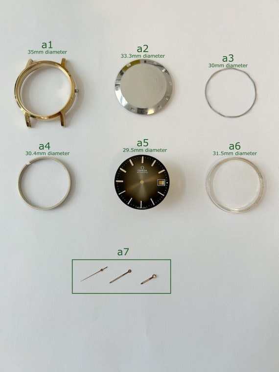 OMEGA automatic case parts ref 166.0163 cal 1010 crystal hands dial watch 2