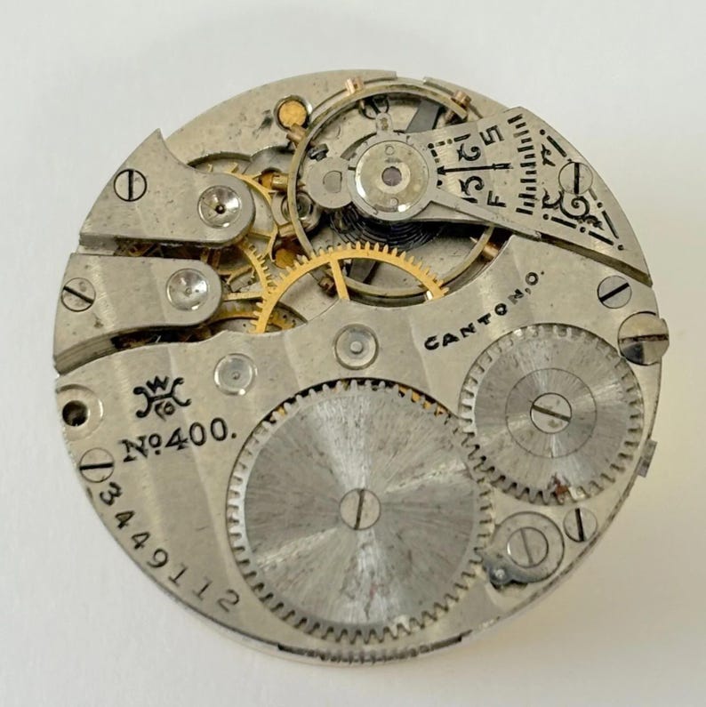 Canton No 400 Pocket Watch Part Movement Balance Fork Spring Bridge Dial image 1