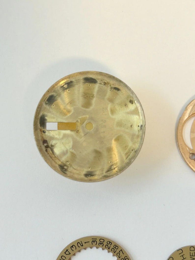 Omega 752 Watch Movement Parts Balance Fork Wheel Spring Bridge Calander Desk image 7