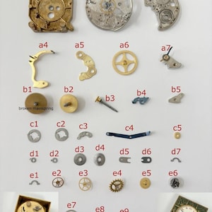 Zenith Enamel Alarm Clock Movement Parts Balance Barrel Escapement Wheel Fork