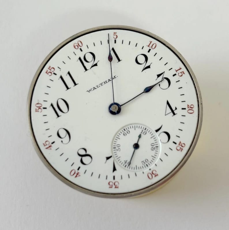 Waltham Grade Seaside Pocket Watch Part Movement Balance Fork Spring Bridge Dial image 2