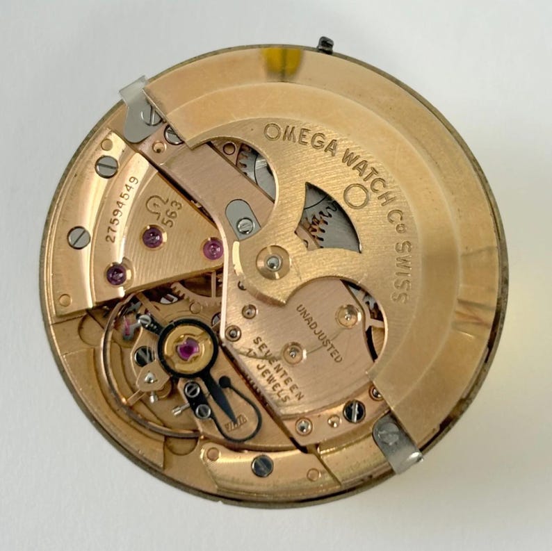 Omega Cal 563 Watch Parts Movement Calendar Disk Fork Wheels Springs Bridge 6 image 4