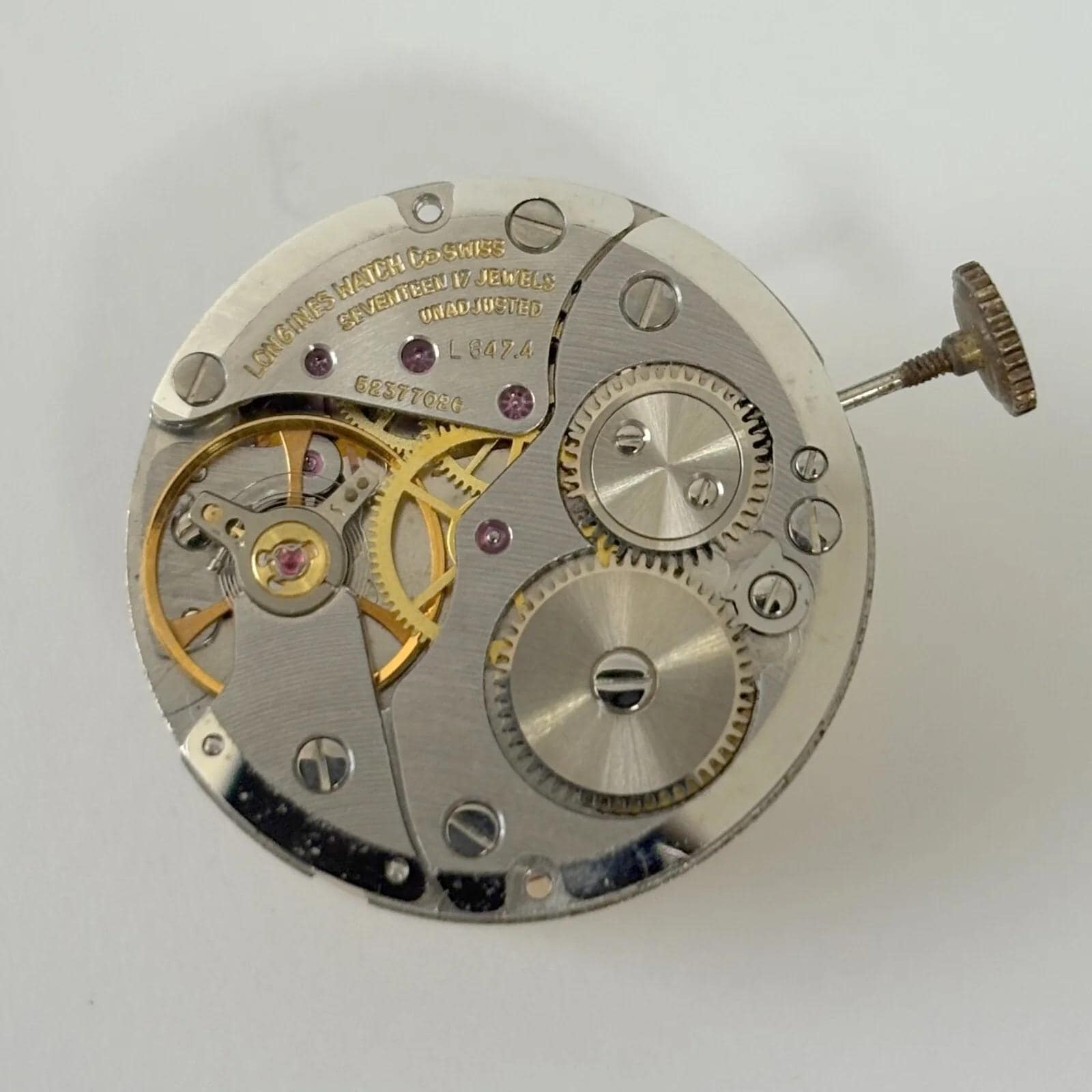 Longines Cal L847.4 Watch Movement for Parts Balance Fork Spring