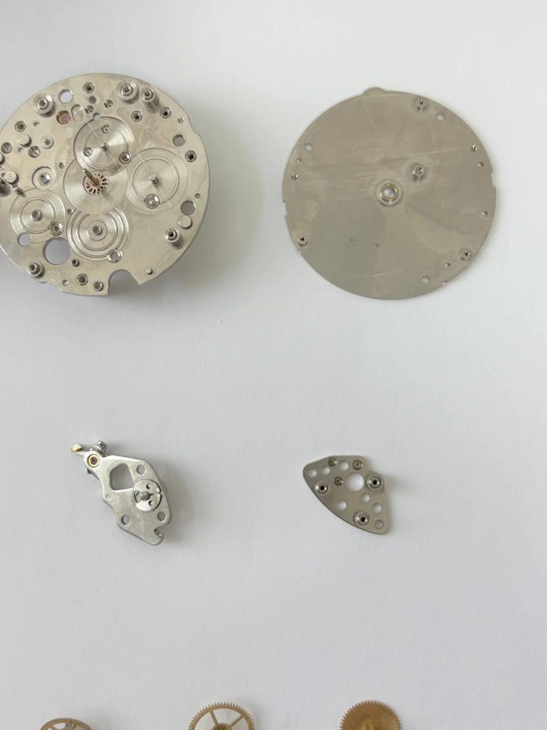 Jaeger LeCoultre Cal 245 Clock Movement Part Balance Fork Barrel Wheel Plates image 3