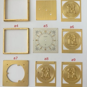 Piezas de la caja del reloj Jaeger LeCoultre Ref 462, esfera estilo Obelisco de estilo Renacimiento egipcio, perilla y llave