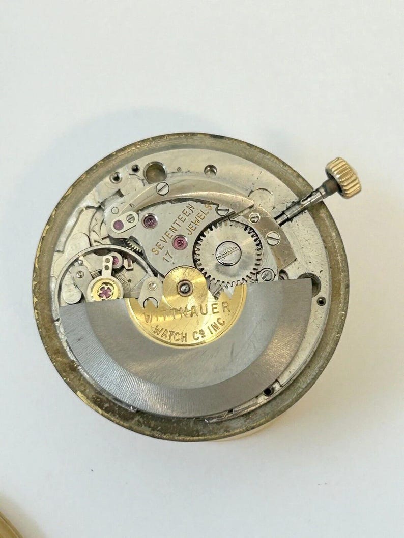 Piezas de reloj Wittnauer Cal 11AHS1 Movimiento Volante Resorte Esfera Manecilla Caja Horquilla imagen 2