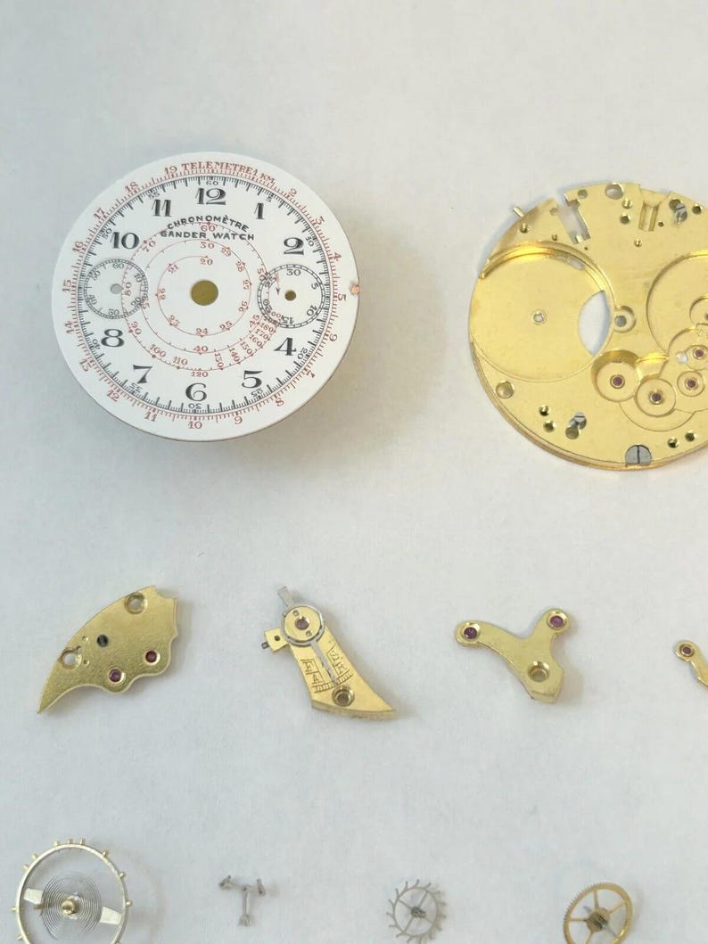 Landeron Monopusher Chronograph Watch Movement Parts Cal 2 3 15 Dial Hands Sub image 3