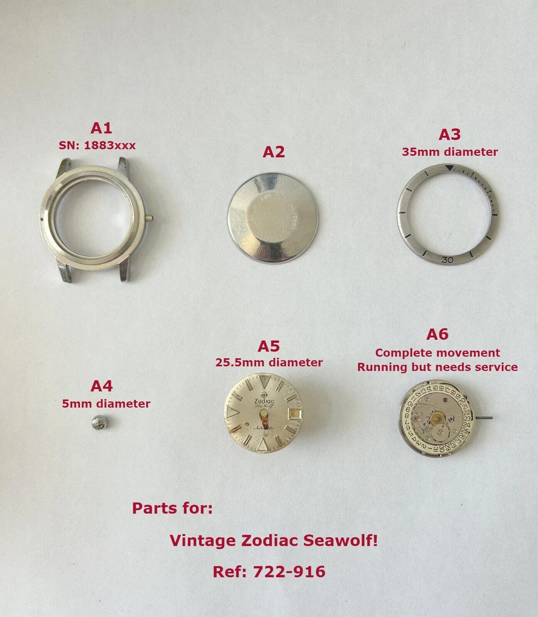 Mouvement De Montre Mécanique Vintage Zodiac LTD - Pour Pièces Ou Réparation - Occasion