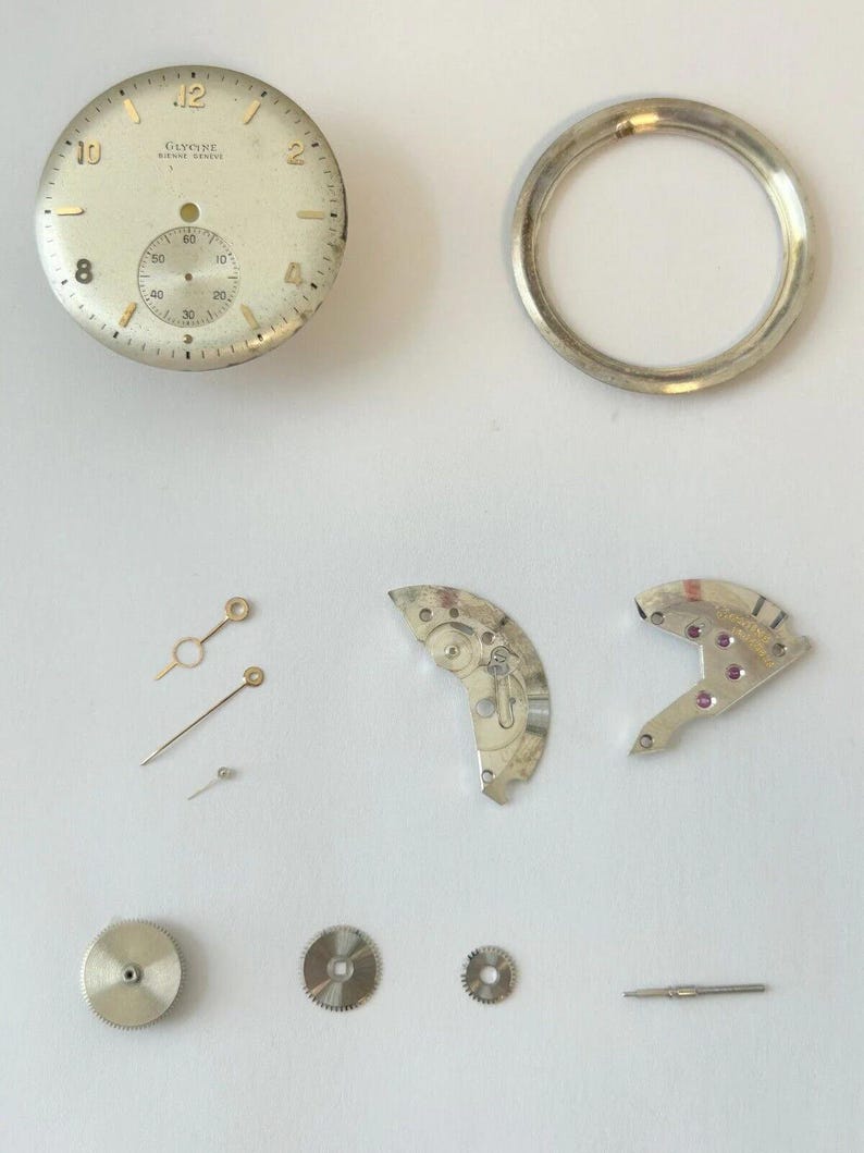 Glycine Bienne Cal 006 900 18 Jewels Parts Movement Balance Fork Wheel Watch image 2