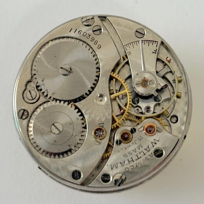 Waltham Grade 115 Pocket Watch Part Movement Balance Fork Spring Bridge Dial image 1