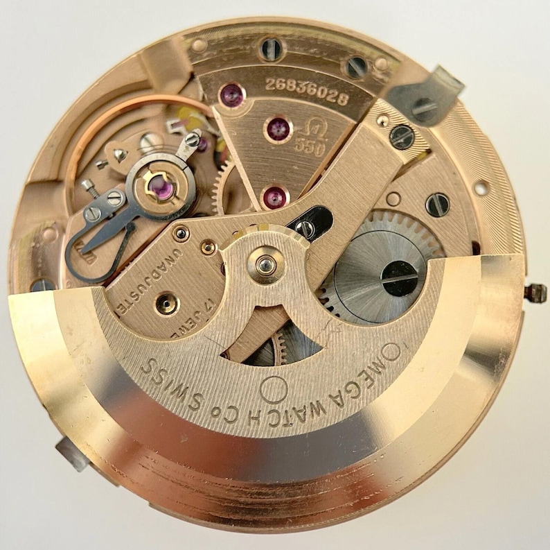 Omega Cal 550 Watch Movement Parts Dial Balance Spring Plate Fork Wheel Rotor 4 image 3
