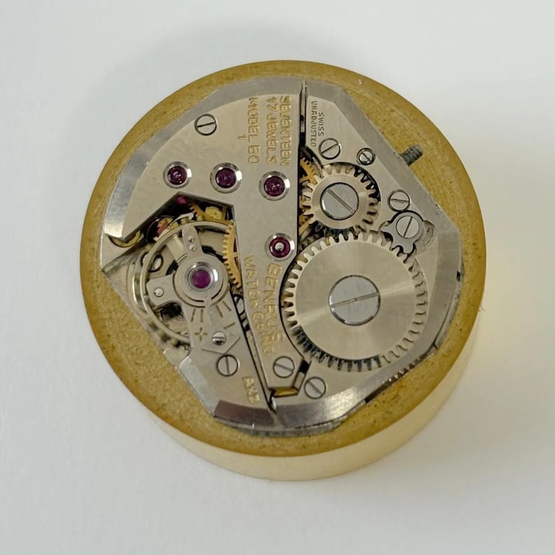 Benrus Cal BO1 Watch Parts Movement Balance Fork Wheels Spring Bridge Dial image 1