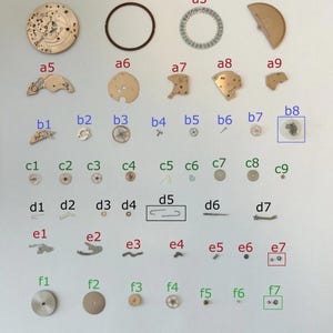 Piezas de movimiento del calibre 1010 de Omega, horquilla, rueda, resorte, puente 1020, 1012, 1021 y 1022